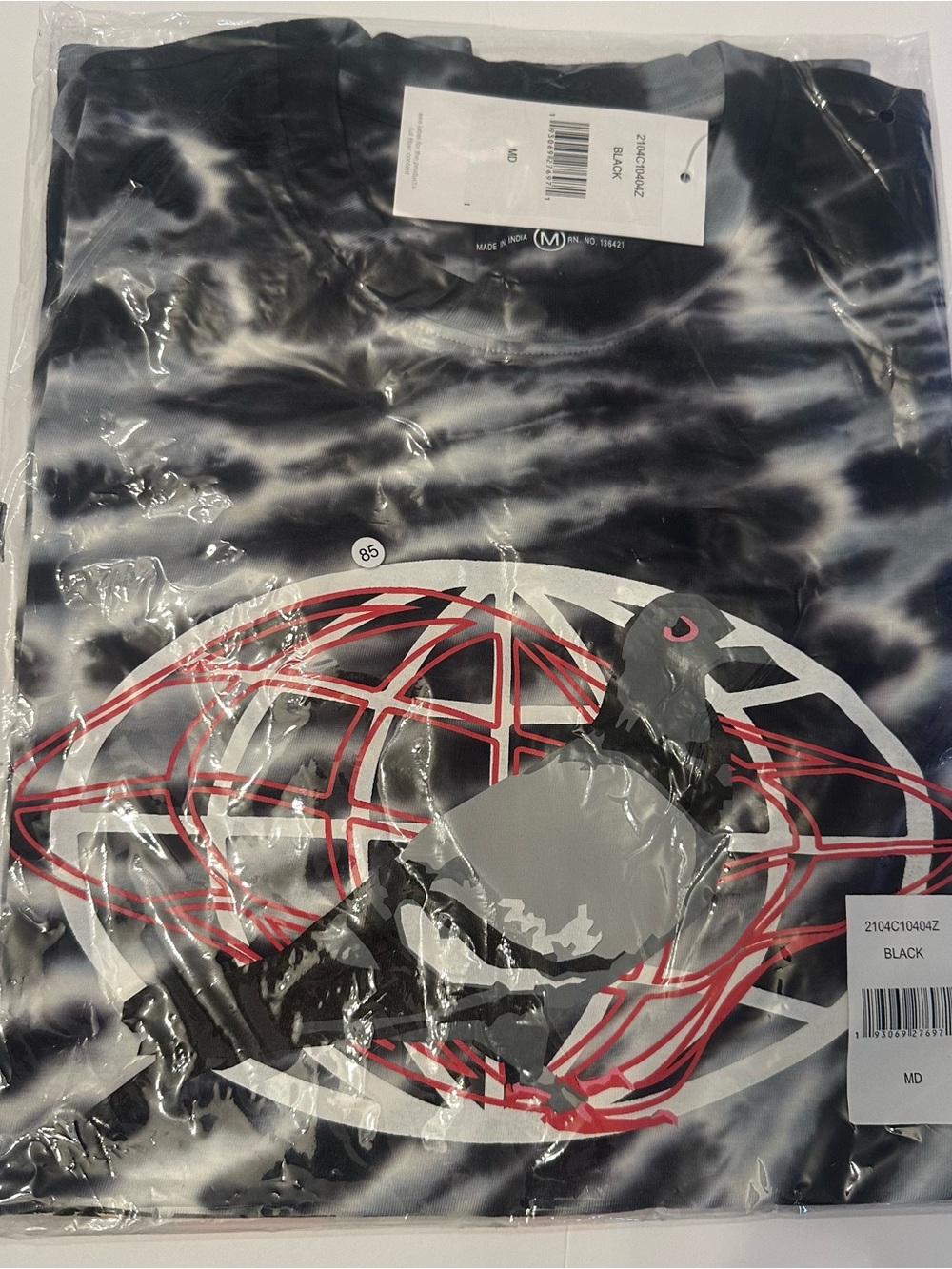Staple Pigeon T- Shirt Black and white tie-dye mix - Men’s M - Brand New
